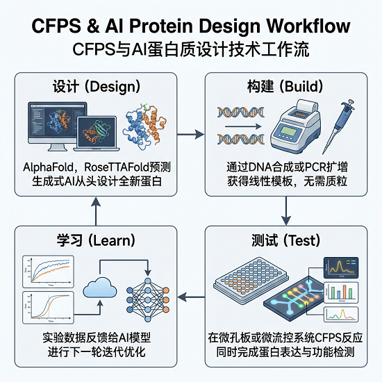CFPS与AI蛋白质设计技术工作流