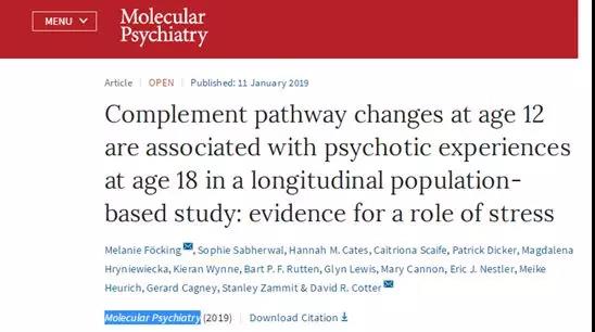 Molecular Psychiatry发表的文章