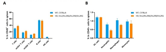 Frequency of lymphocyte and myeloid subpopulations in the spleen by flow cytometry.-南模生物