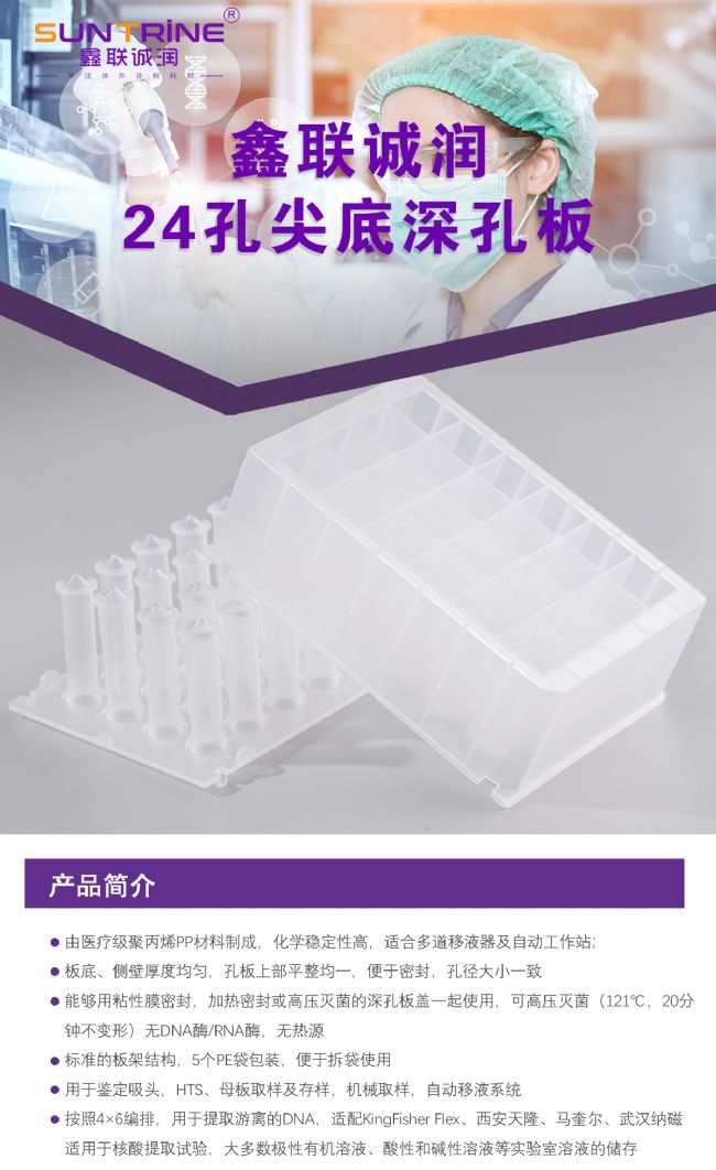 24孔深孔板 24孔方孔尖底深孔板 10ml深孔板_报价/价格/性能参数/图, 江苏泰州/鑫联诚润suntrine_生物器材网