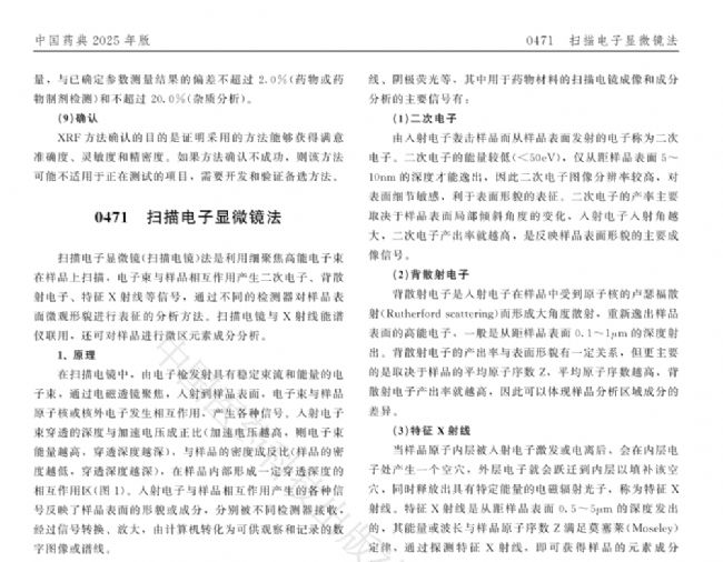 扫描电镜法首入中国药典